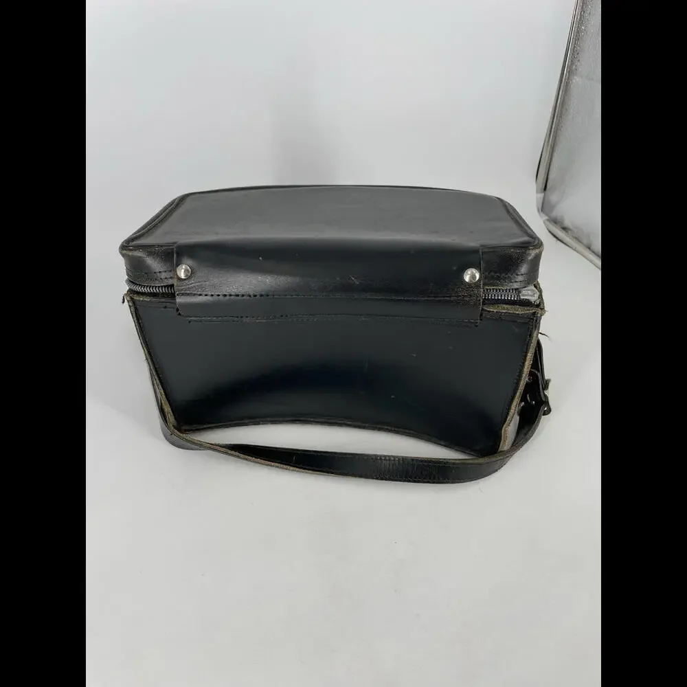 Vintage Plainsman 2 Black Hard Camera Tote Bag Case USA Cowhide